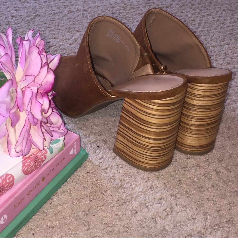 Tan Suede Wedge Mules - Picture 3 of 4